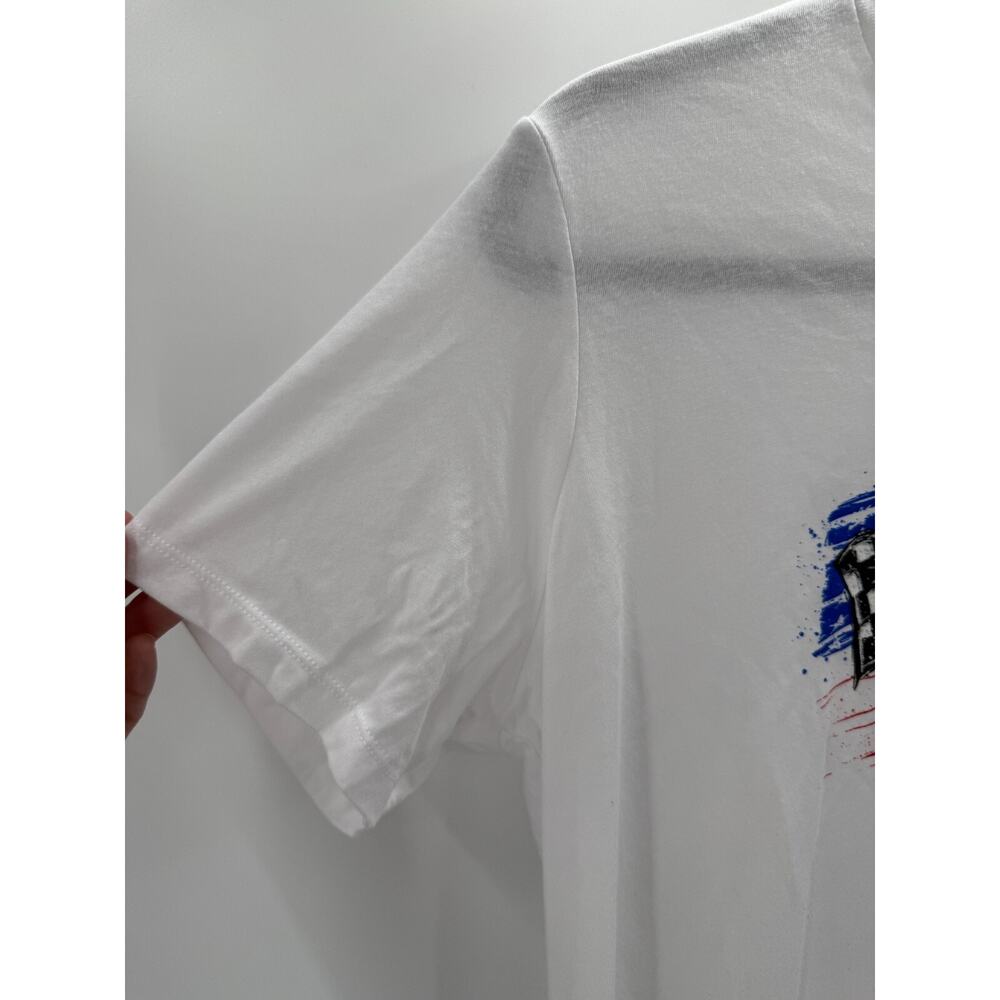 Nascar T Shirt White Checkered Flags Womens Size Large Short Sleeve New - Picture 4 of 7